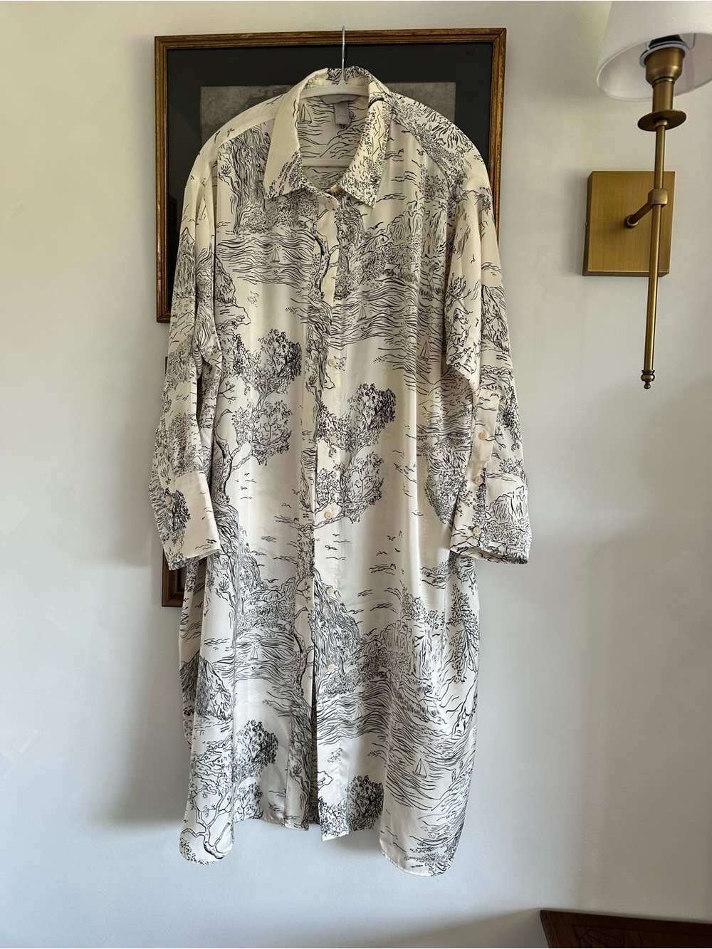 H&M Scenic Print Long Shirt/Dress - Stunning! XL - Picture 2 of 13